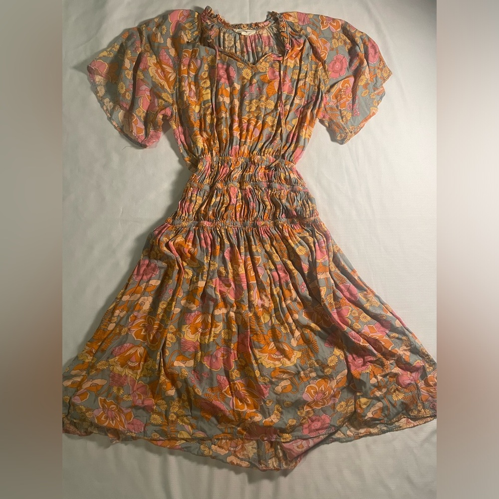 70s inspired hippie floral midi dress